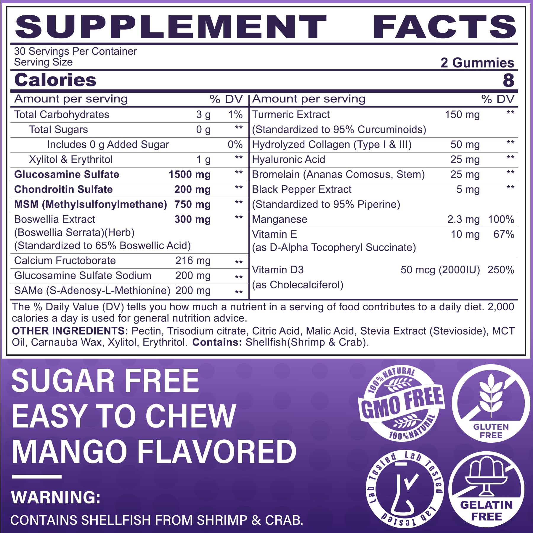 LILICARE gummies label closeup highlights mango flavor and sugar-free formulation