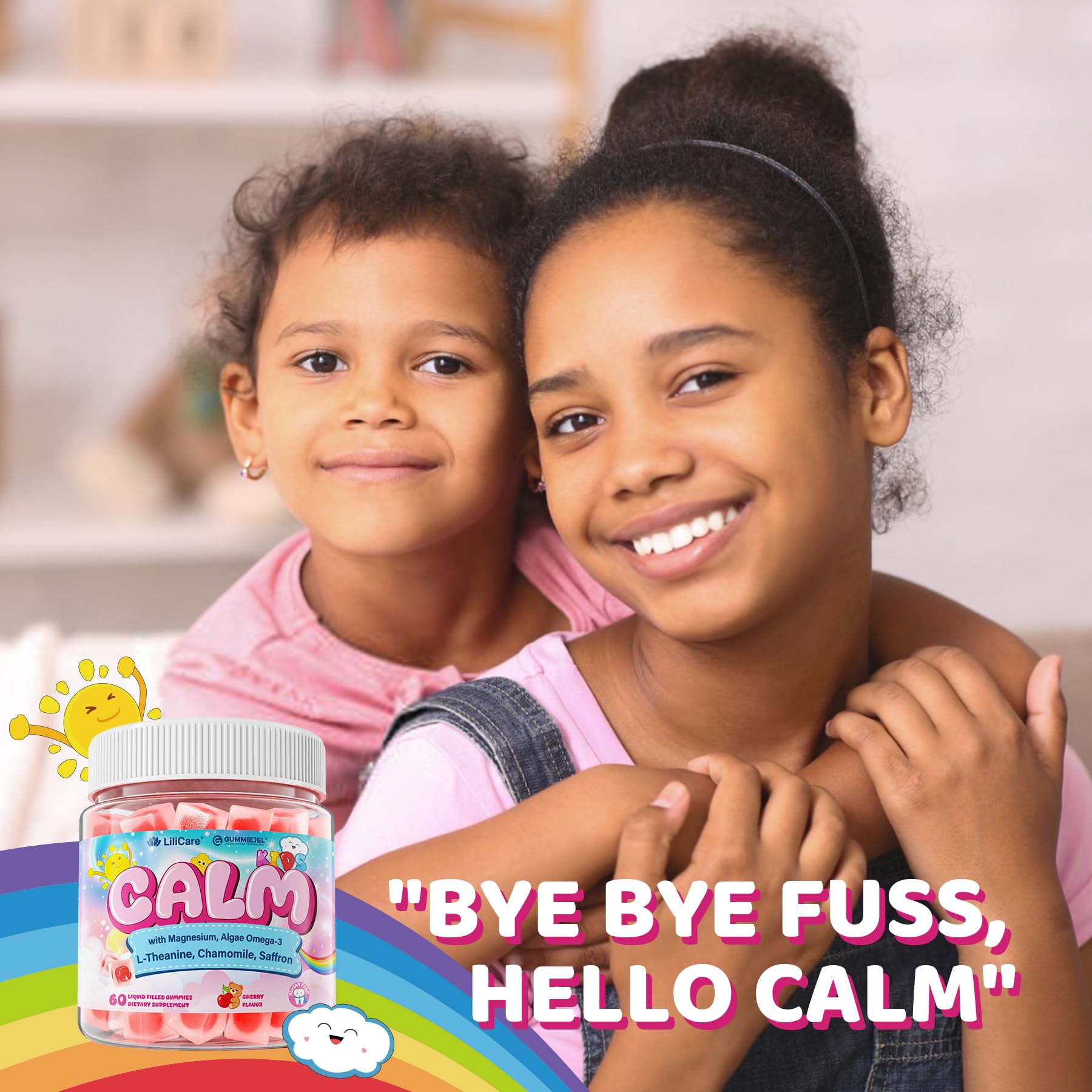 LILICARE Kids Calm sleep-scene shows easy bedtime calm with non-drowsy support.