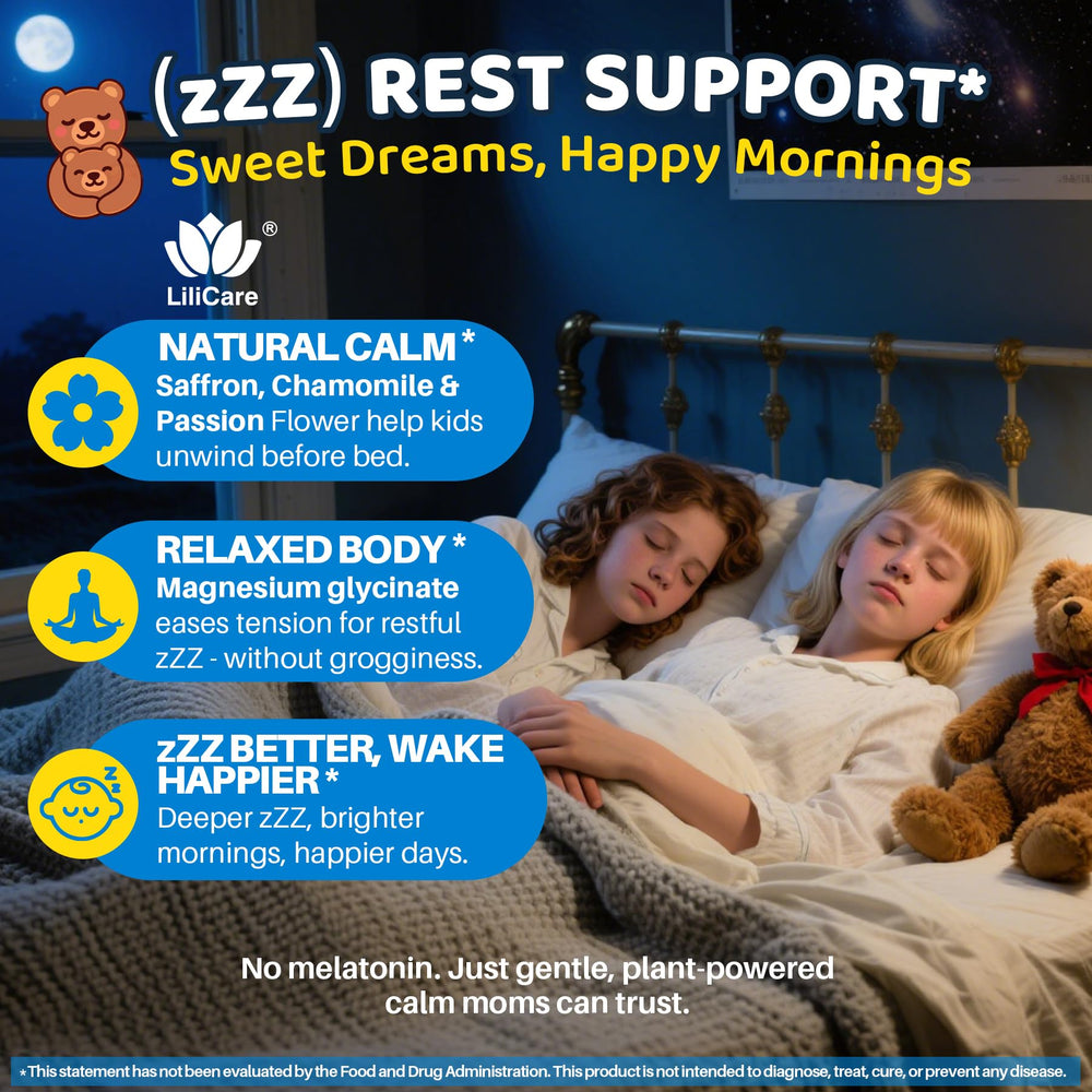 Magnesium glycinate and L-theanine support daytime calm and learning.