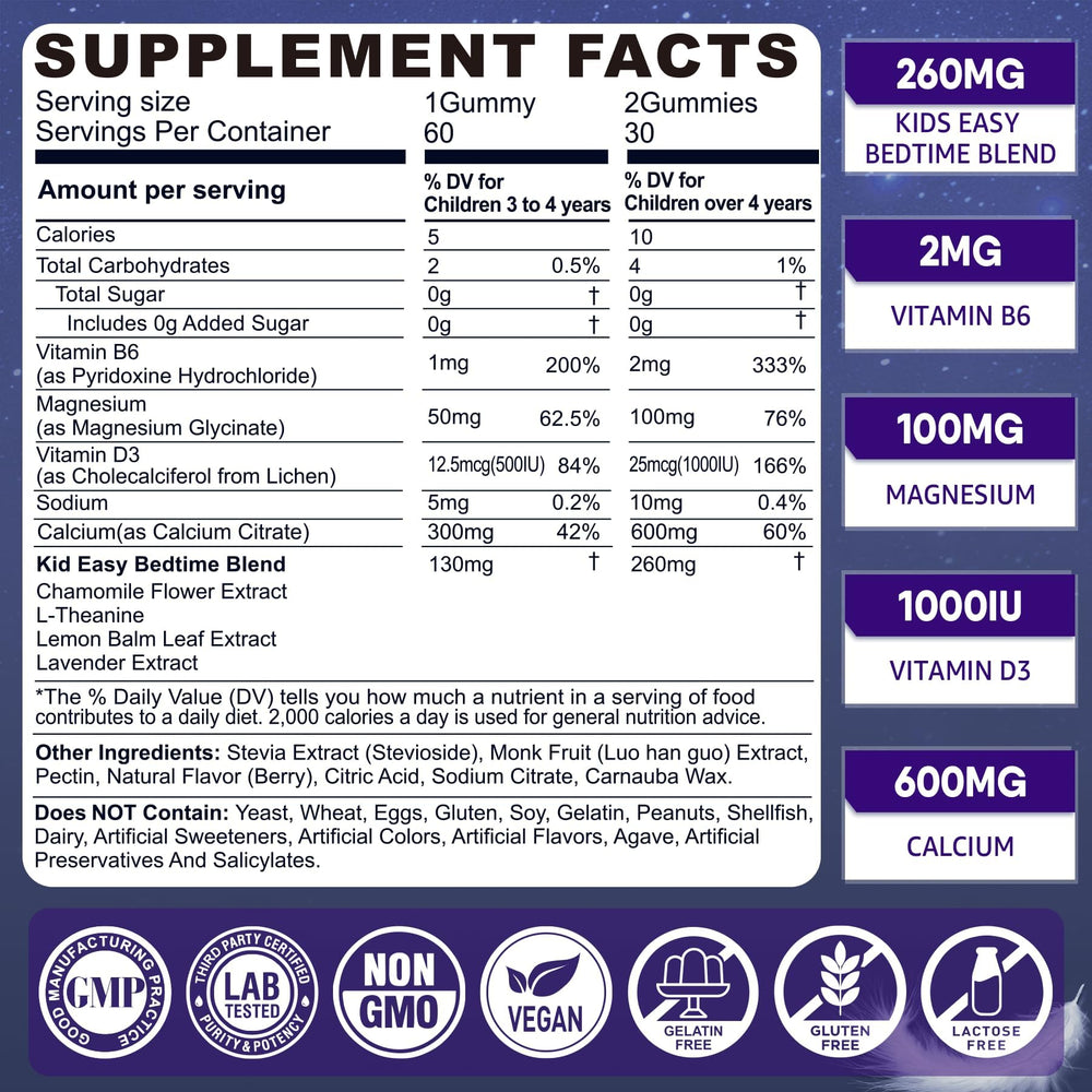 LILICARE packaging shows vegan, non-GMO, sugar-free formula for kids