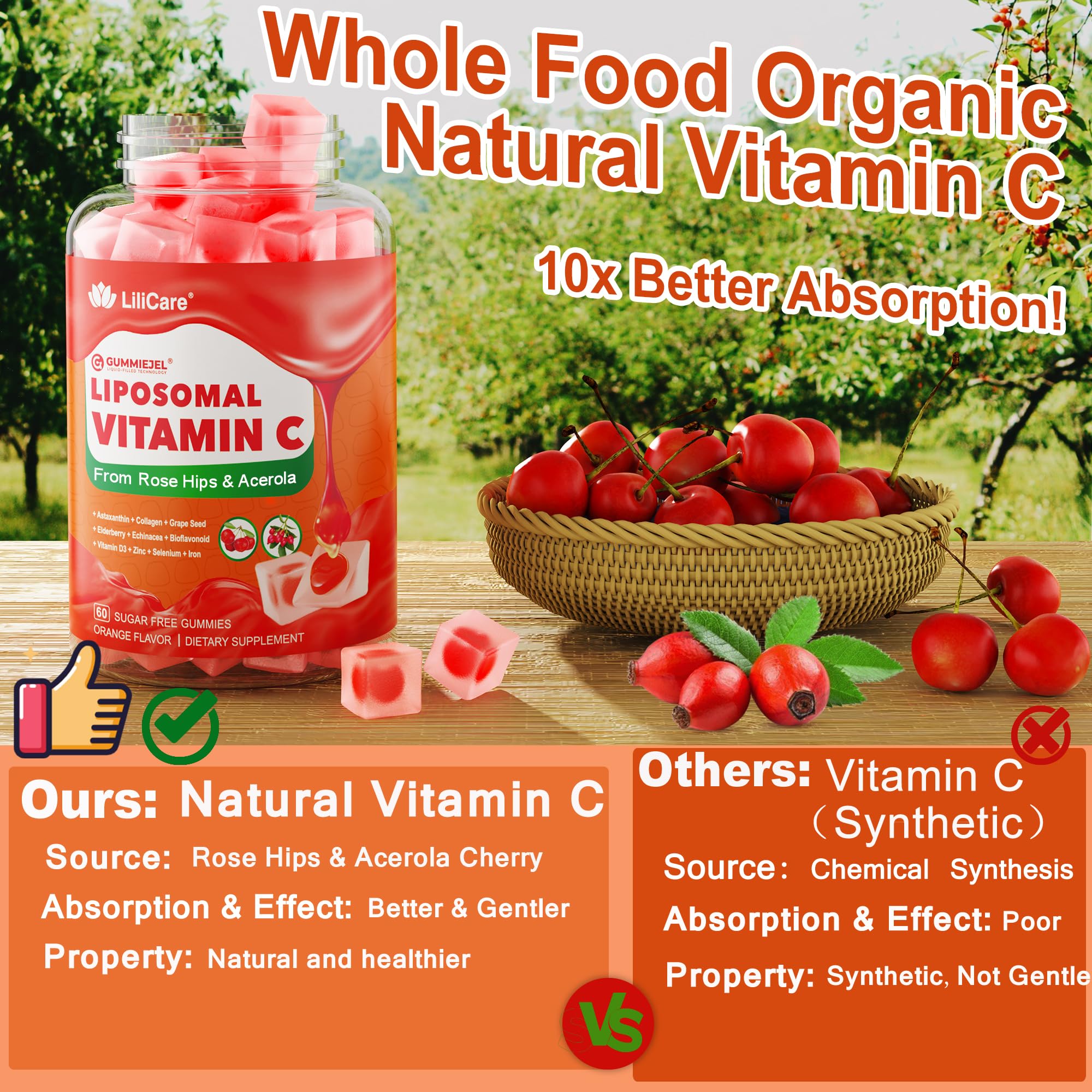 LILICARE vitamin C gummies enriched with astaxanthin for antioxidant support.