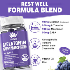 Grape-flavored gummy texture from LILICARE Melatonin Gummies.