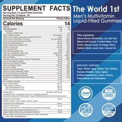 LILICARE Men's Multivitamin gummies pack label highlights comprehensive nutrients for an active lifestyle.