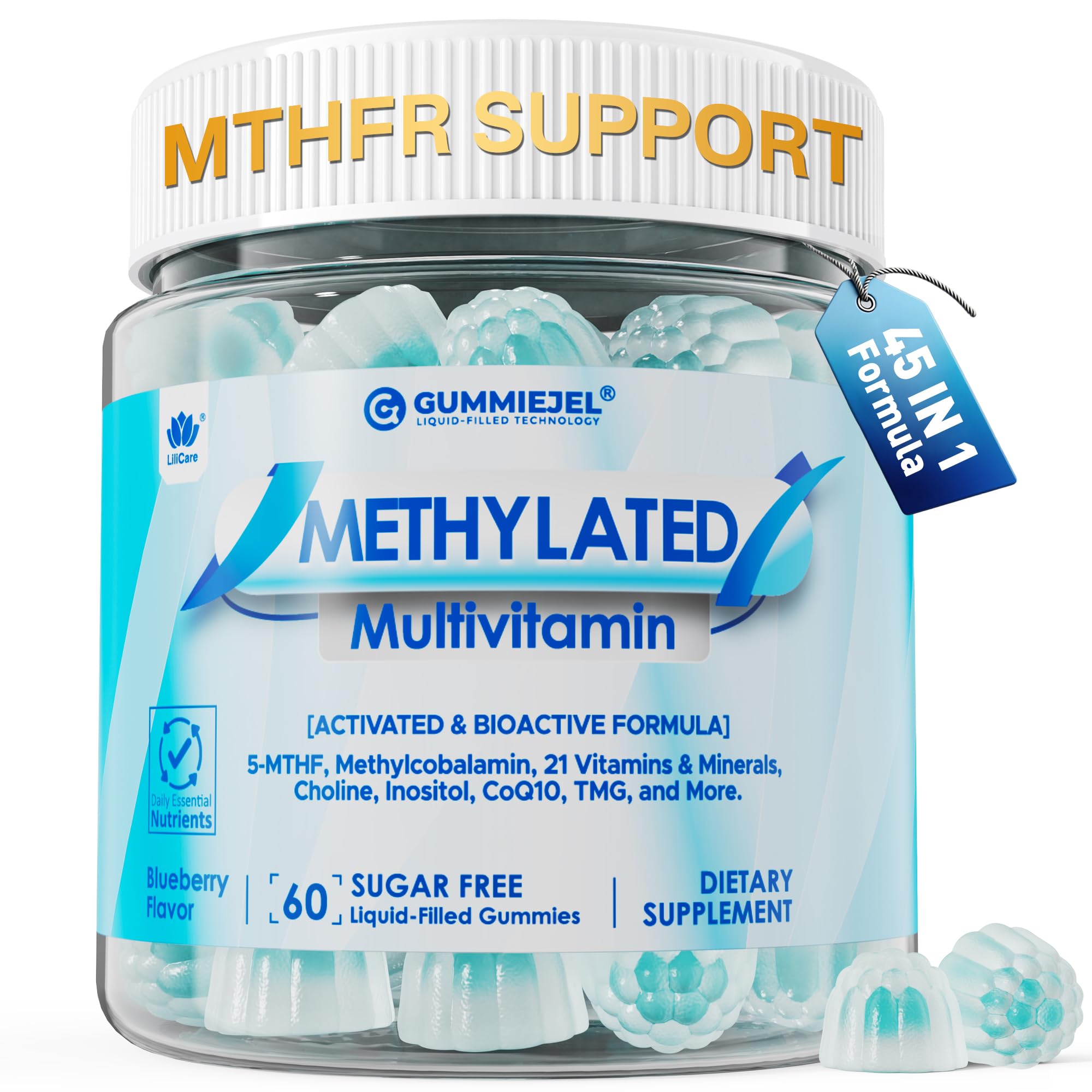 LILICARE methylated vitamins gummies bottle for daily wellness.