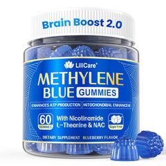 LILICARE Methylene Blue Gummies bottle with 7mg serving for cognitive support.