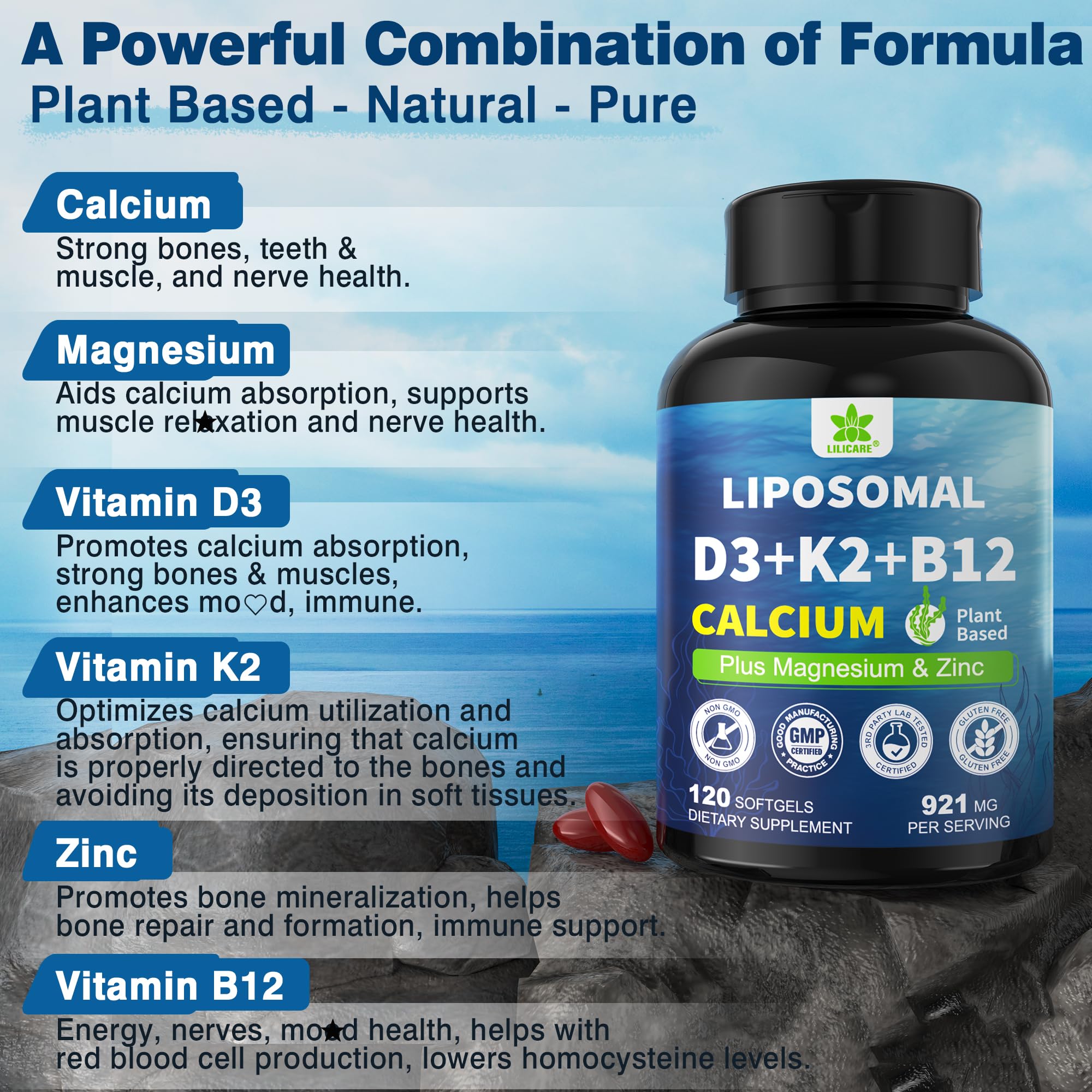 LILICARE natural minerals graphic focusing on calcium magnesium zinc