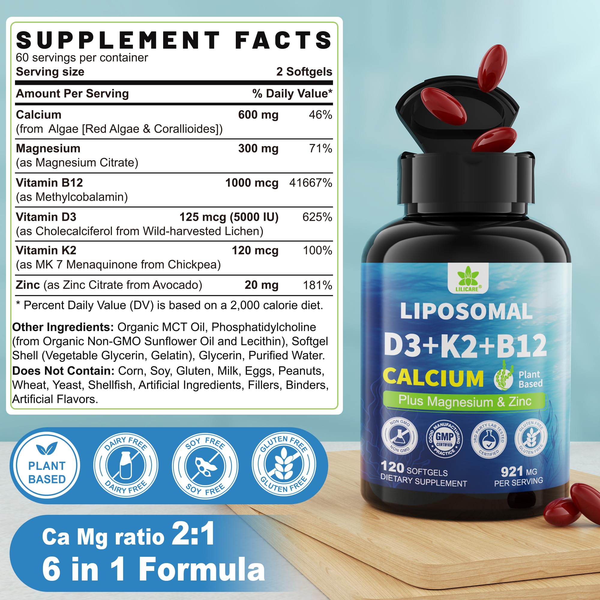 LILICARE six-in-one softgel capsules easy to swallow for daily wellness