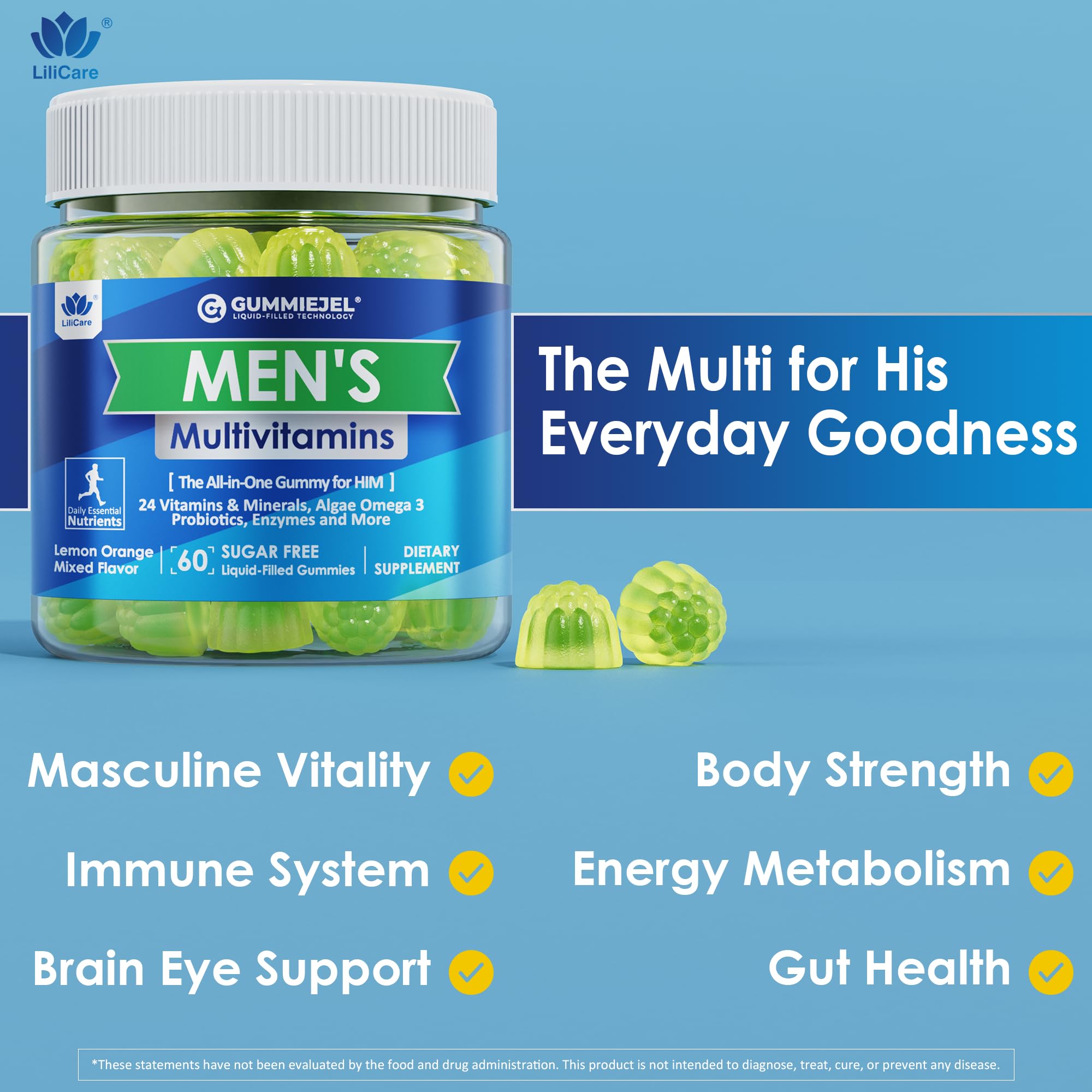 LILICARE vegan Omega-3 bottle shows DHA and EPA for daily heart and brain benefits.
