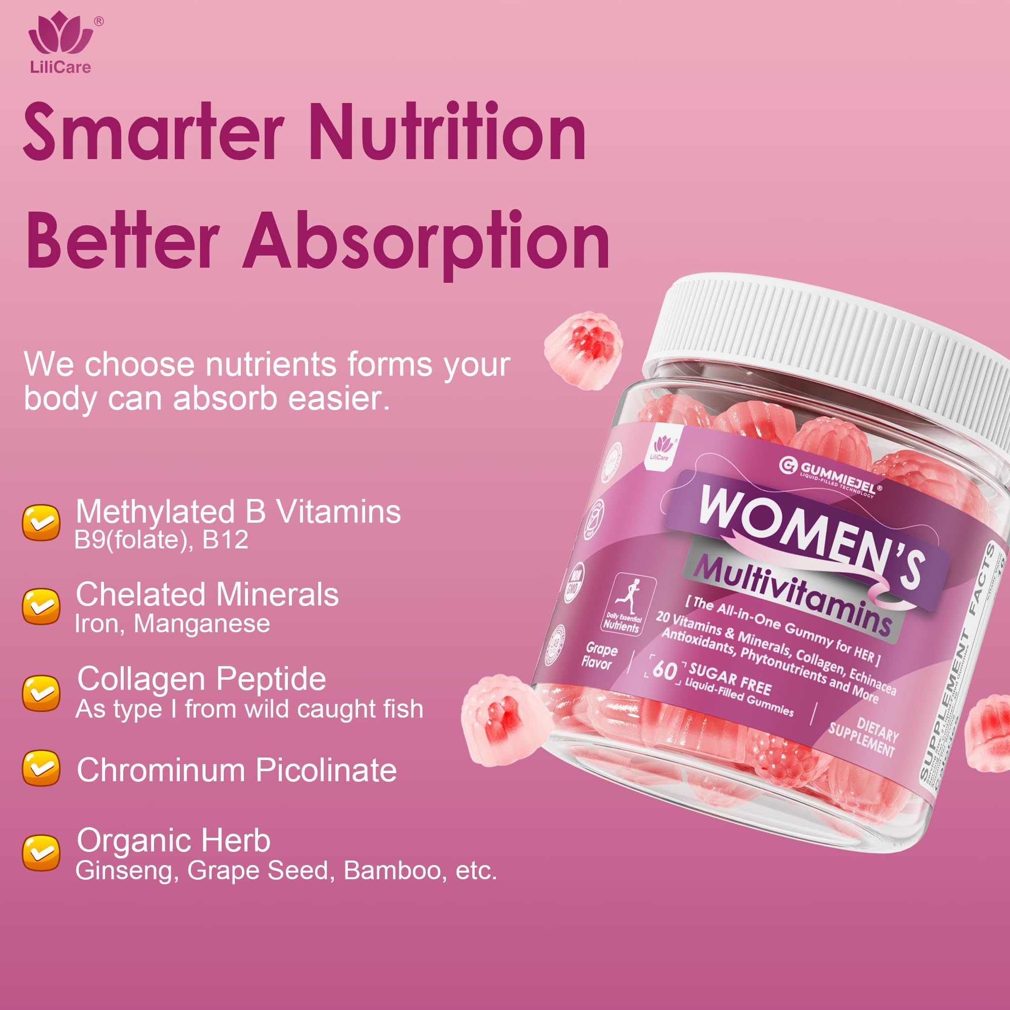 LILICARE gummies berry flavor makes daily nutrition enjoyable.