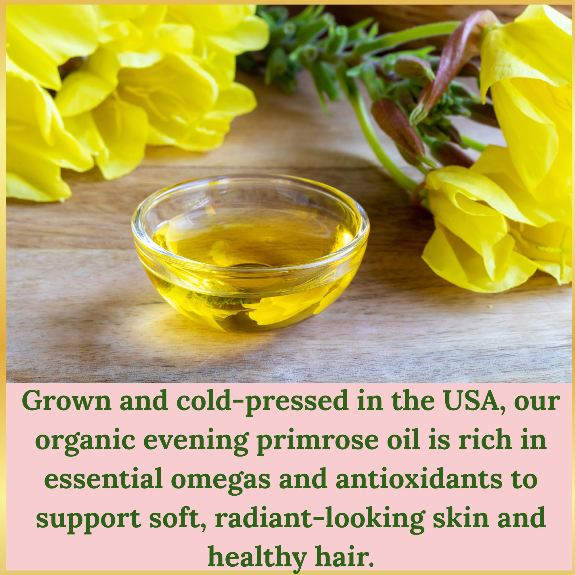 Dropper-equipped bottle of LILIVITE ORGANICS Evening Primrose Oil for precise application.
