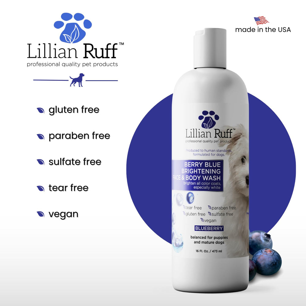 Lillian Ruff Berry Blue label shows pH-balanced, vegan formula.