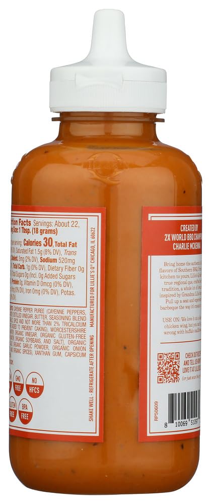 Cauliflower bites tossed in Lillie's Q Buffalo Wing Sauce offer bold flavor