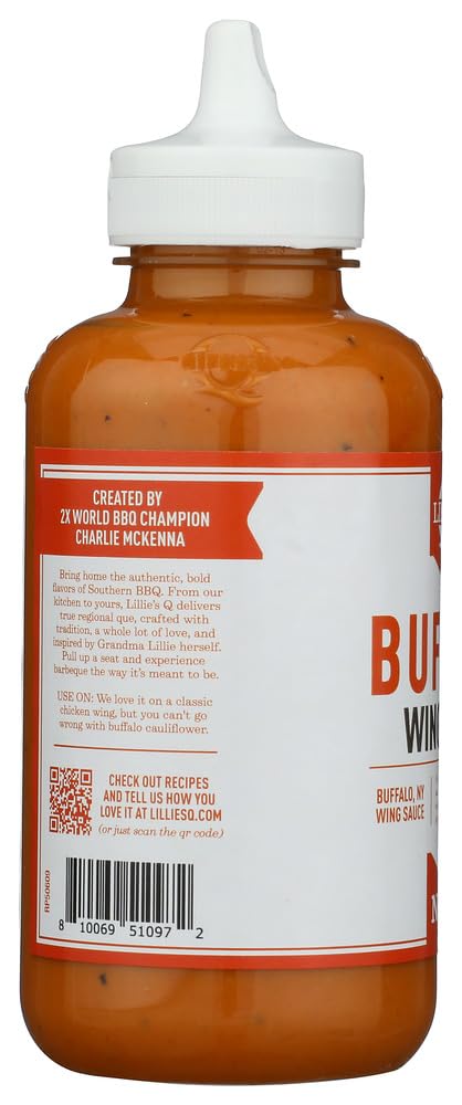 Dipping sauce moment with Lillie's Q Buffalo Wing Sauce for snacking
