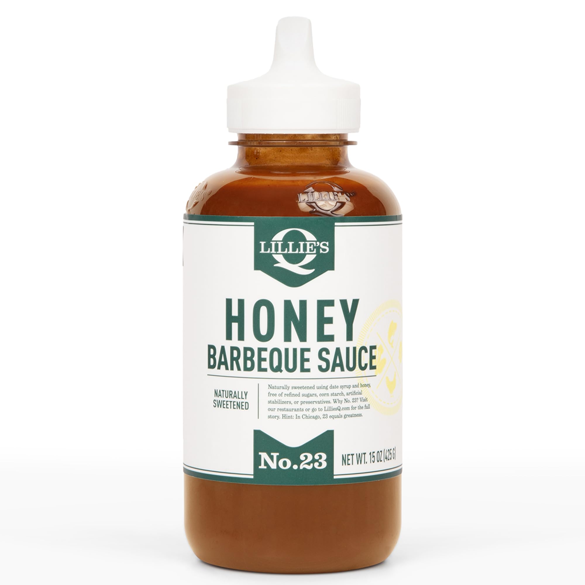 Lillie's Q Honey Barbeque Sauce glass jar displays premium packaging.