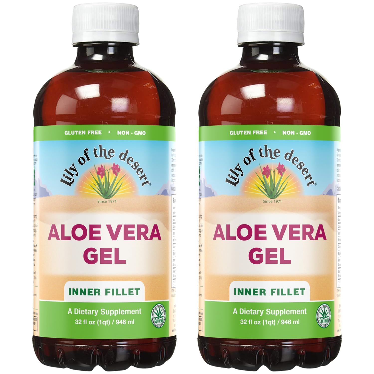 Lily Of The Desert Aloe inner fillet juice bottle ready to sip for daily wellness