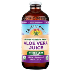 Lily of the Desert Aloe Vera Juice bottle, organic and preservative-free for daily wellness