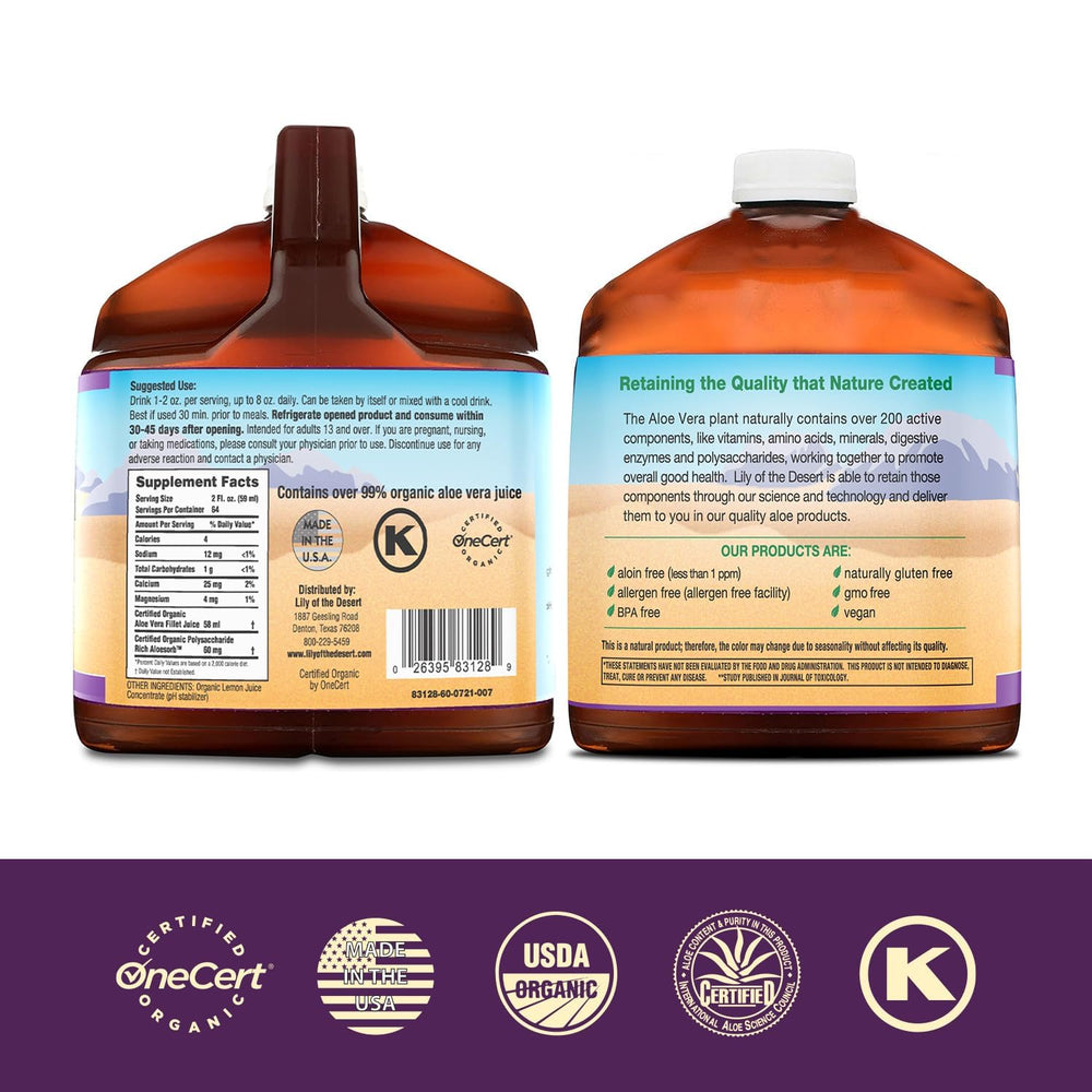 Lily of the Desert inner fillet image highlights bio-active juice benefits.