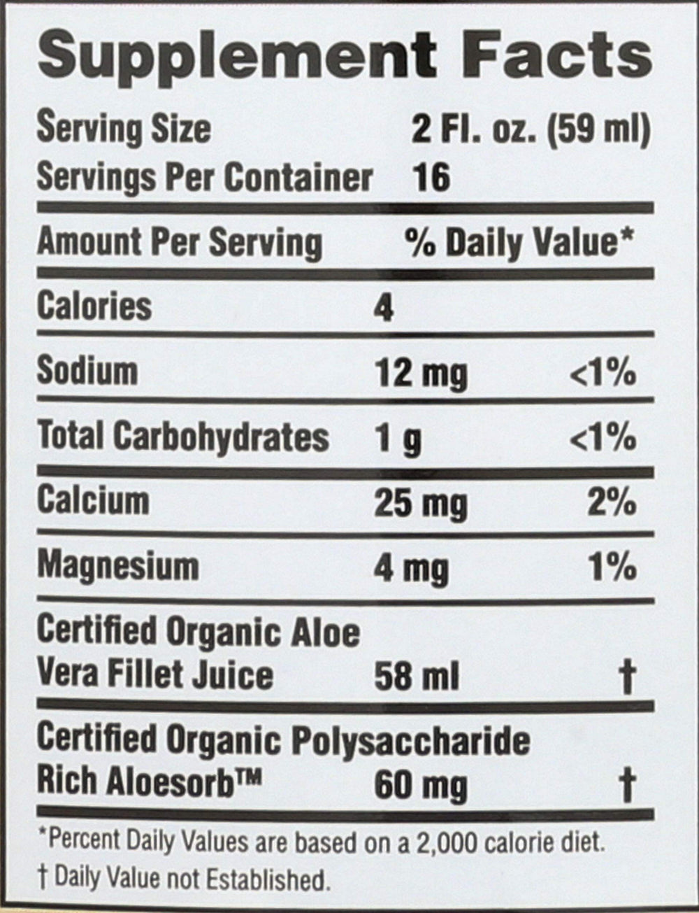 Lily of the Desert organic aloe juice label shows organic purity and non-GMO quality