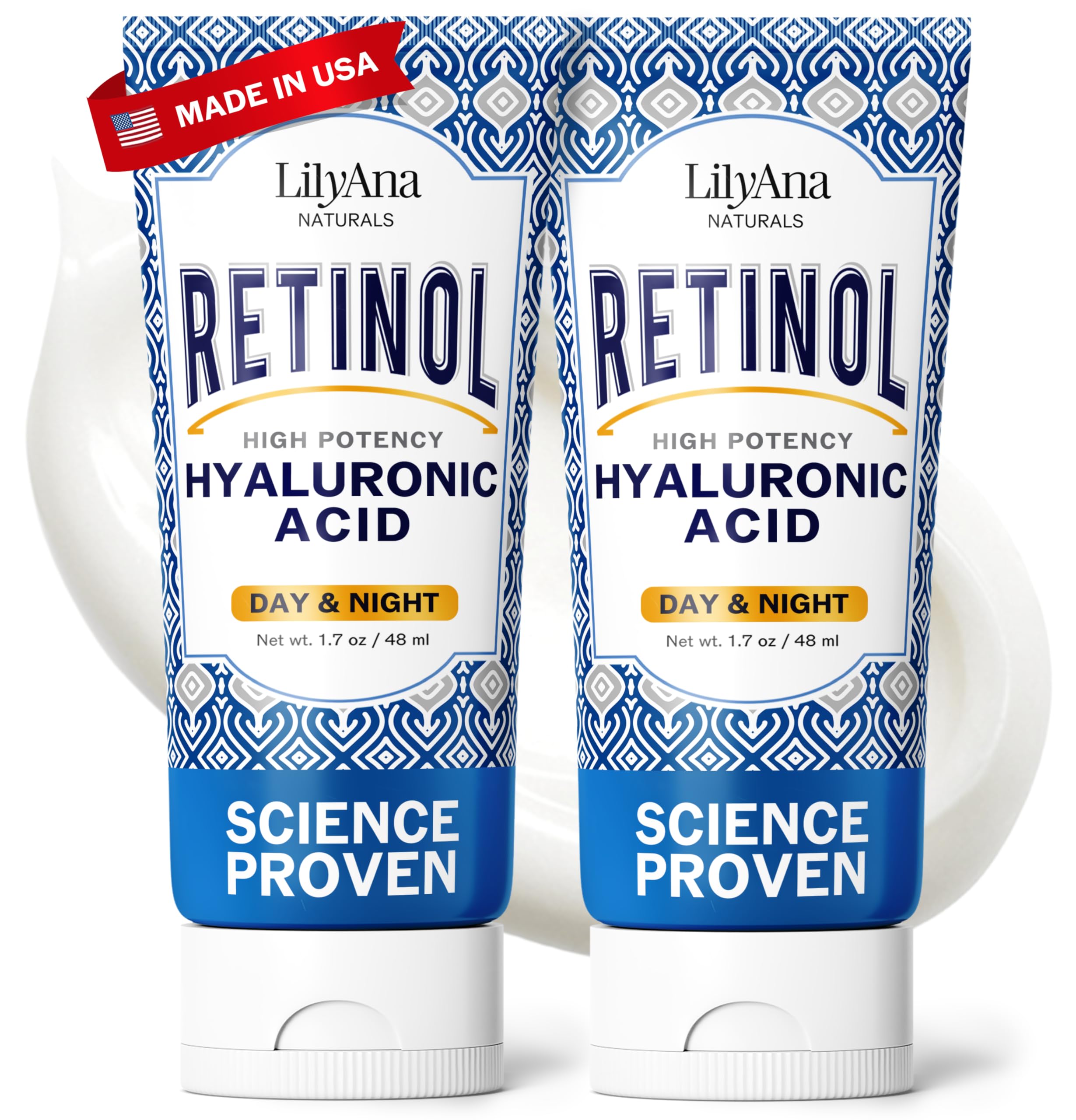 LilyAna Naturals Retinol Cream front label, anti-aging formula.