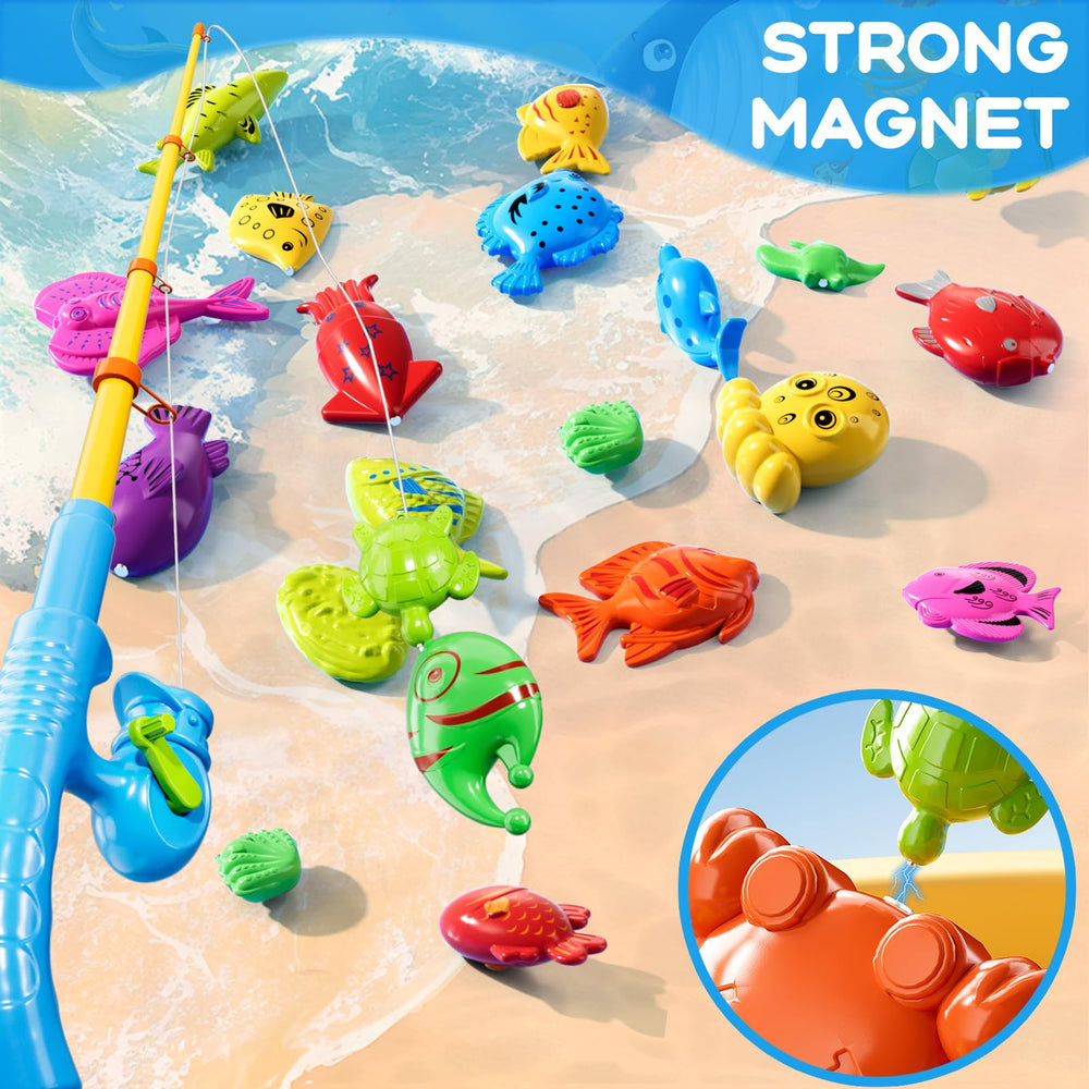 LILYBUDS magnetic fishing game extendable poles enable easy casting for little hands.