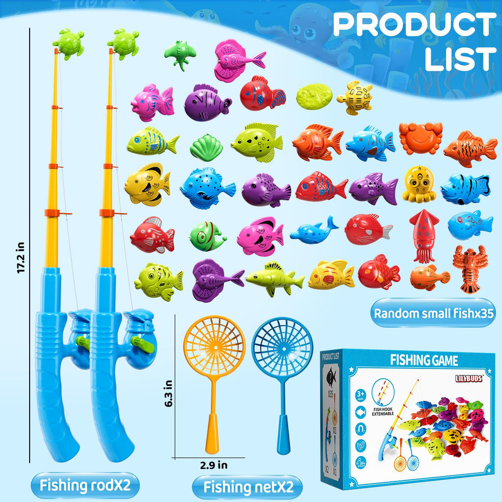 LILYBUDS magnetic fishing game safe durable plastic for worry-free play.