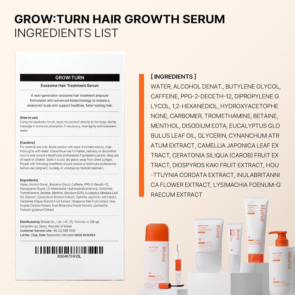 LilyEve GROWTURN for sensitive scalps with gentle, plant-derived aroma.