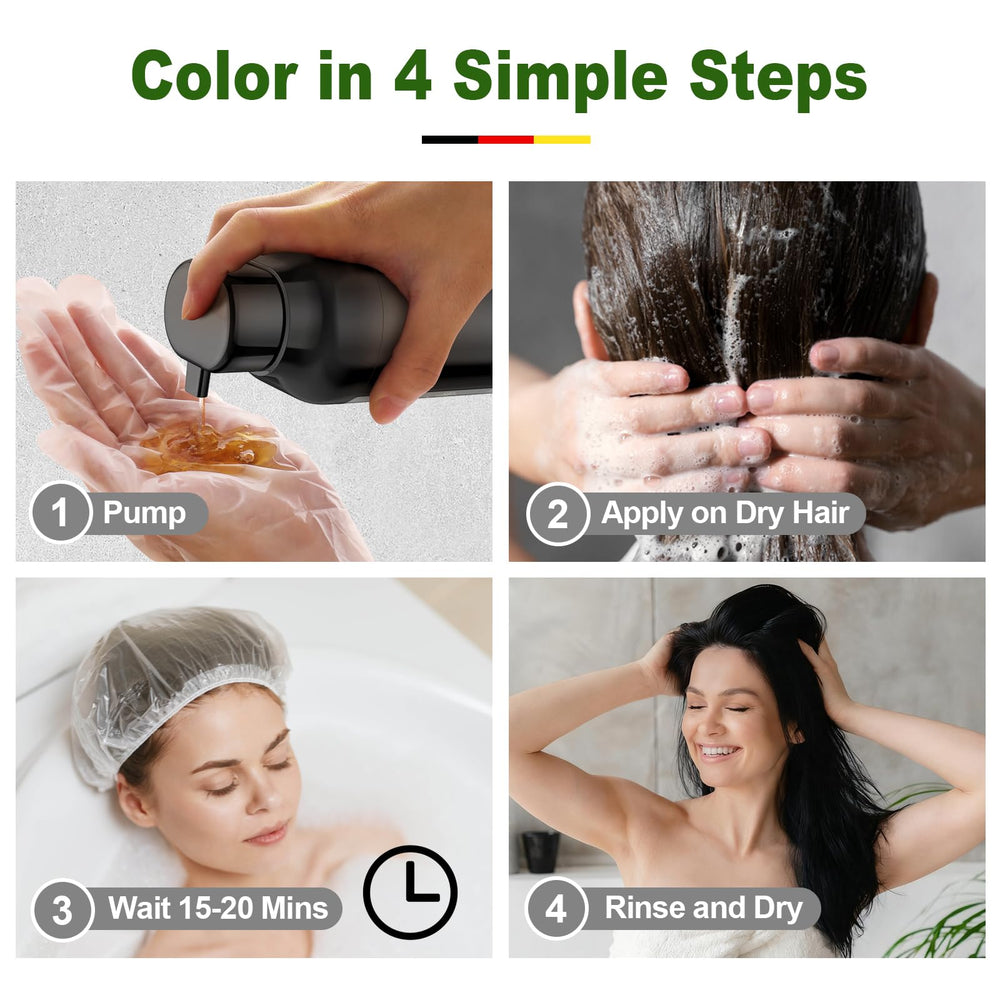 Limer Hair Dye Shampoo Natural Black application on dry hair