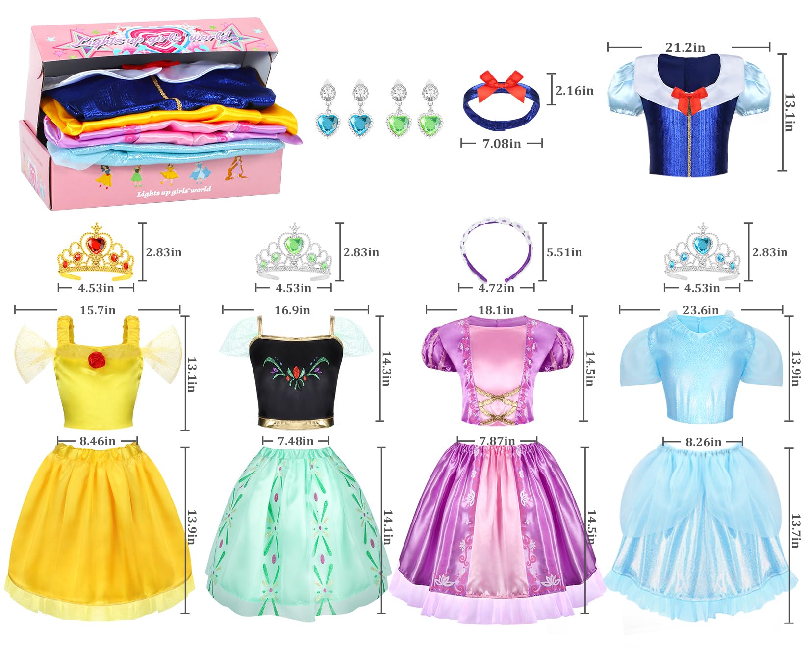 LIMIROLER 18pcs princess skirts for colorful mix-and-match outfits
