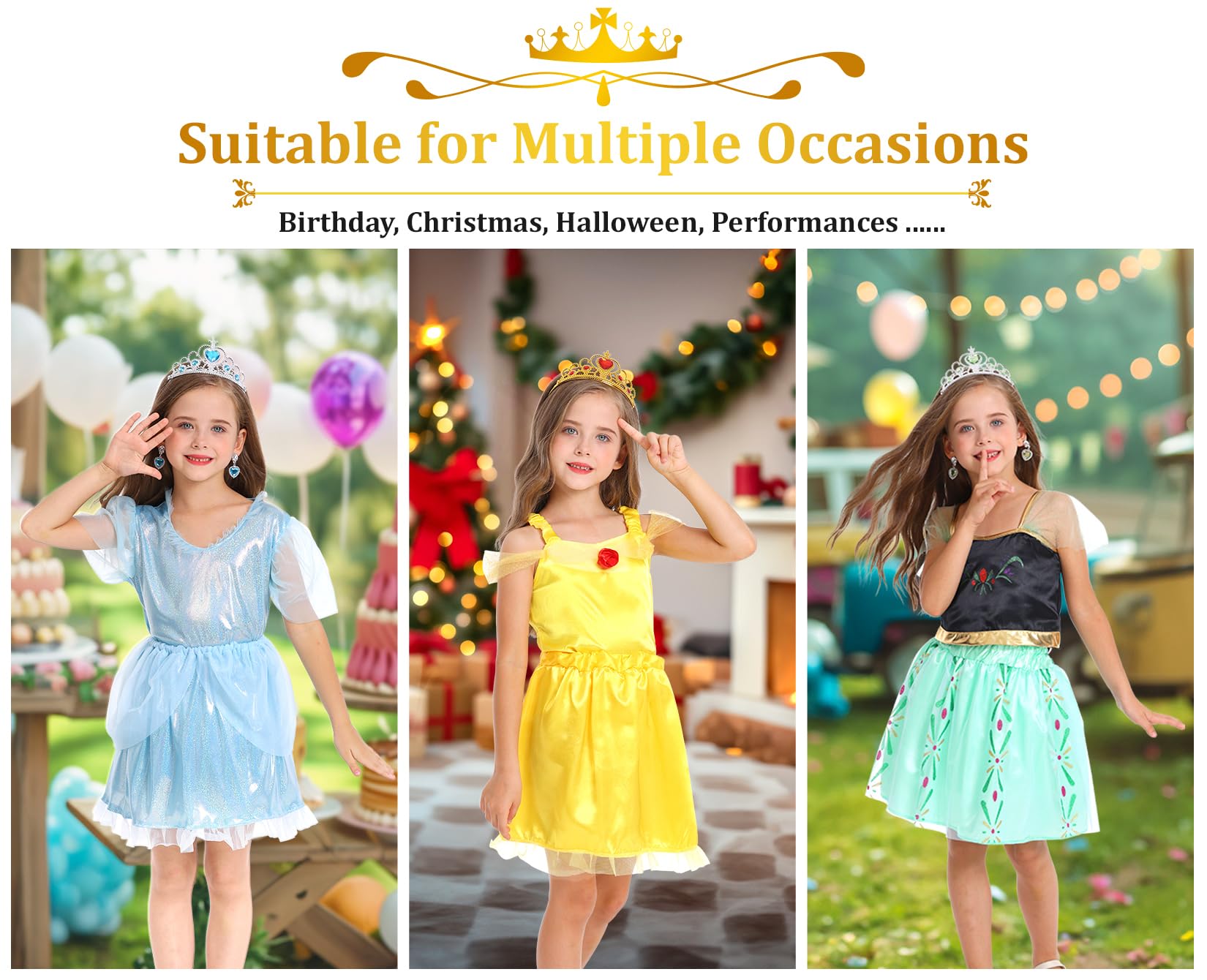 LIMIROLER princess crowns complete authentic character costumes