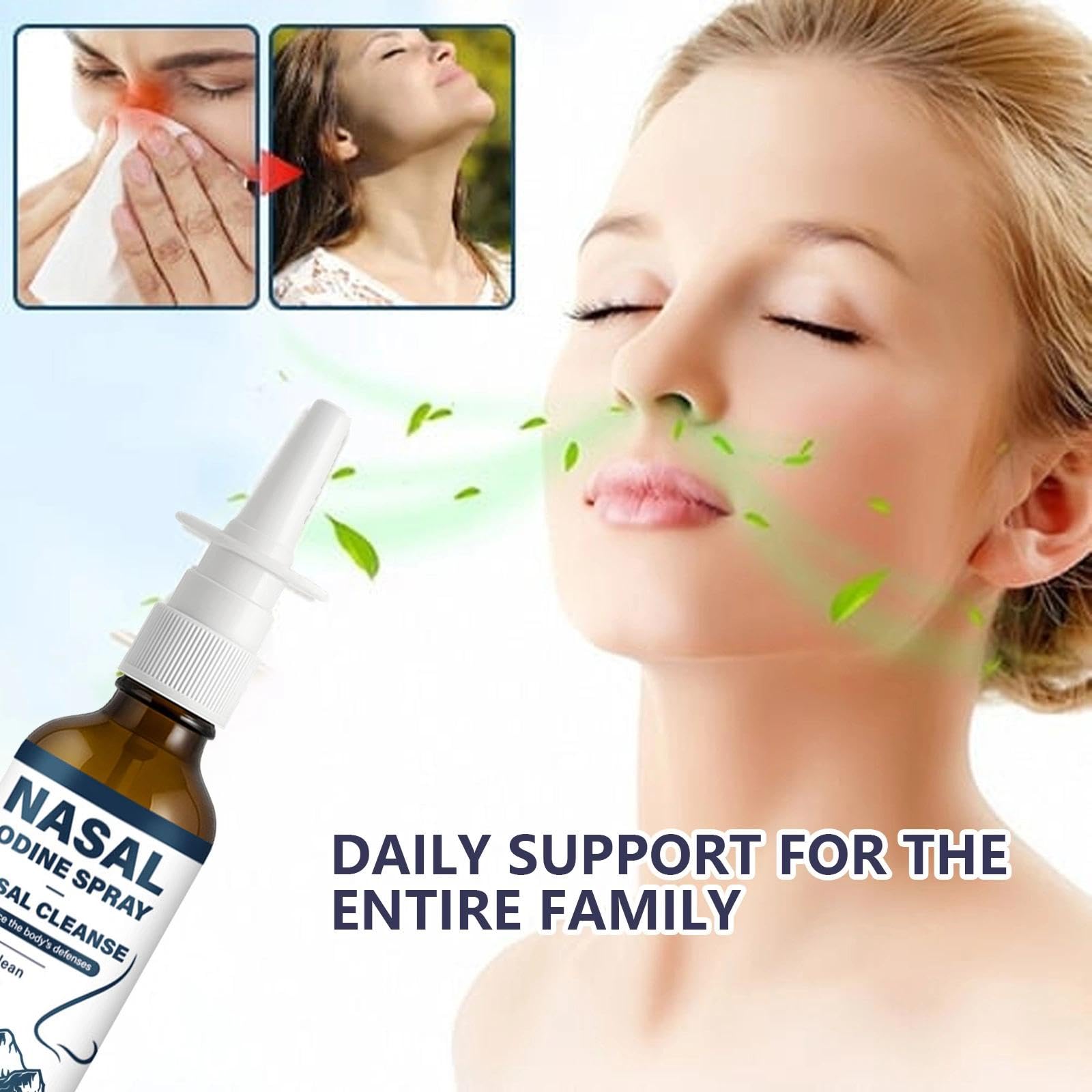 LIMYGOO Nutramd iodine nasal spray mist closeup for quick refresh.