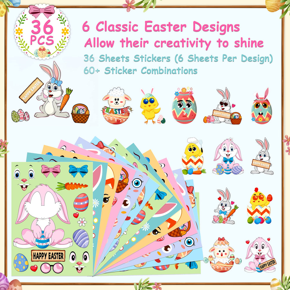 LINAYE Easter stickers bunny - cute designs for kids' crafts and party favors