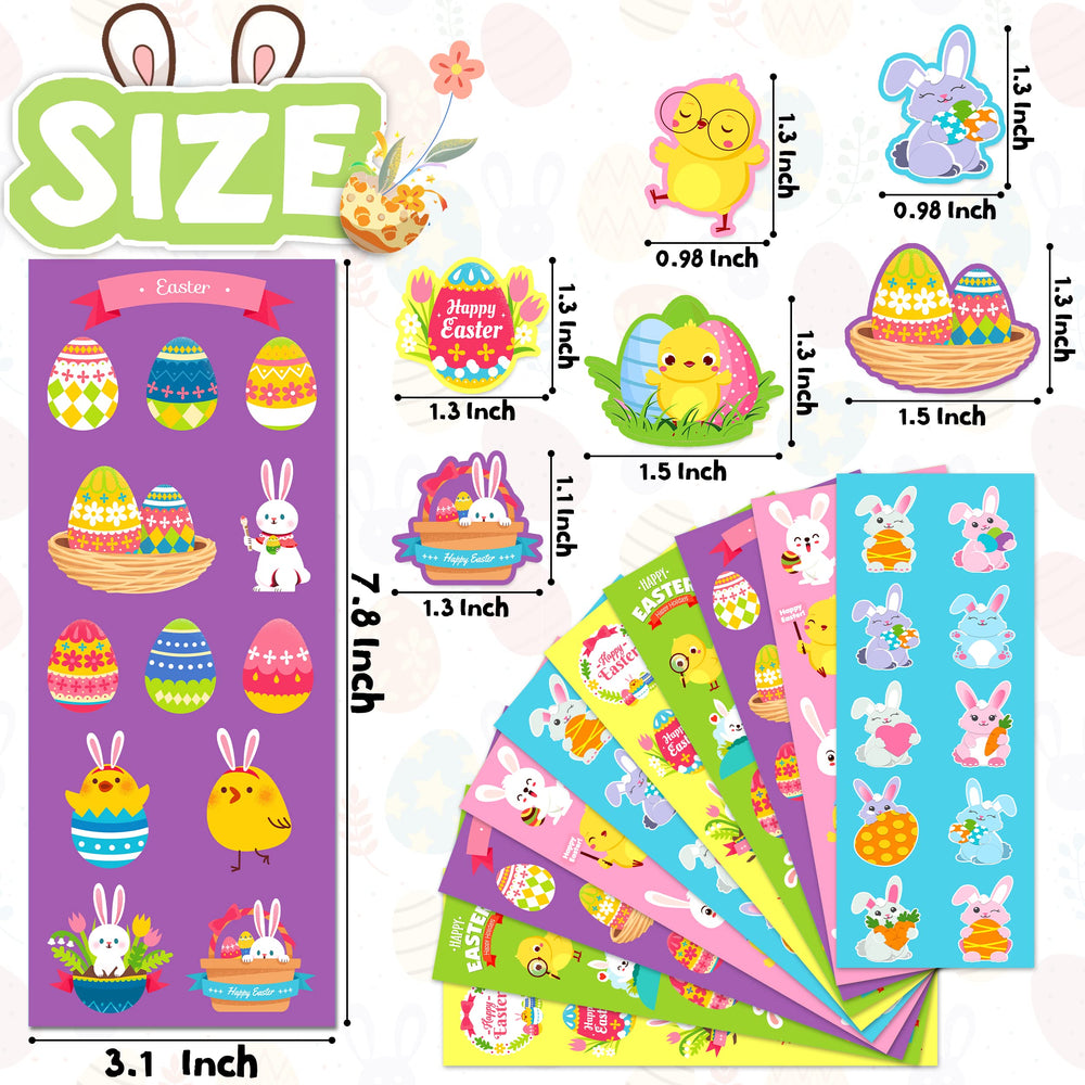 LINAYE Easter stickers featuring eggs, bunnies, and chicks for playful decorations.