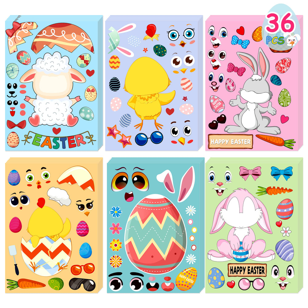 LINAYE Easter stickers eggs - colorful, reusable decorations for decorating Easter baskets