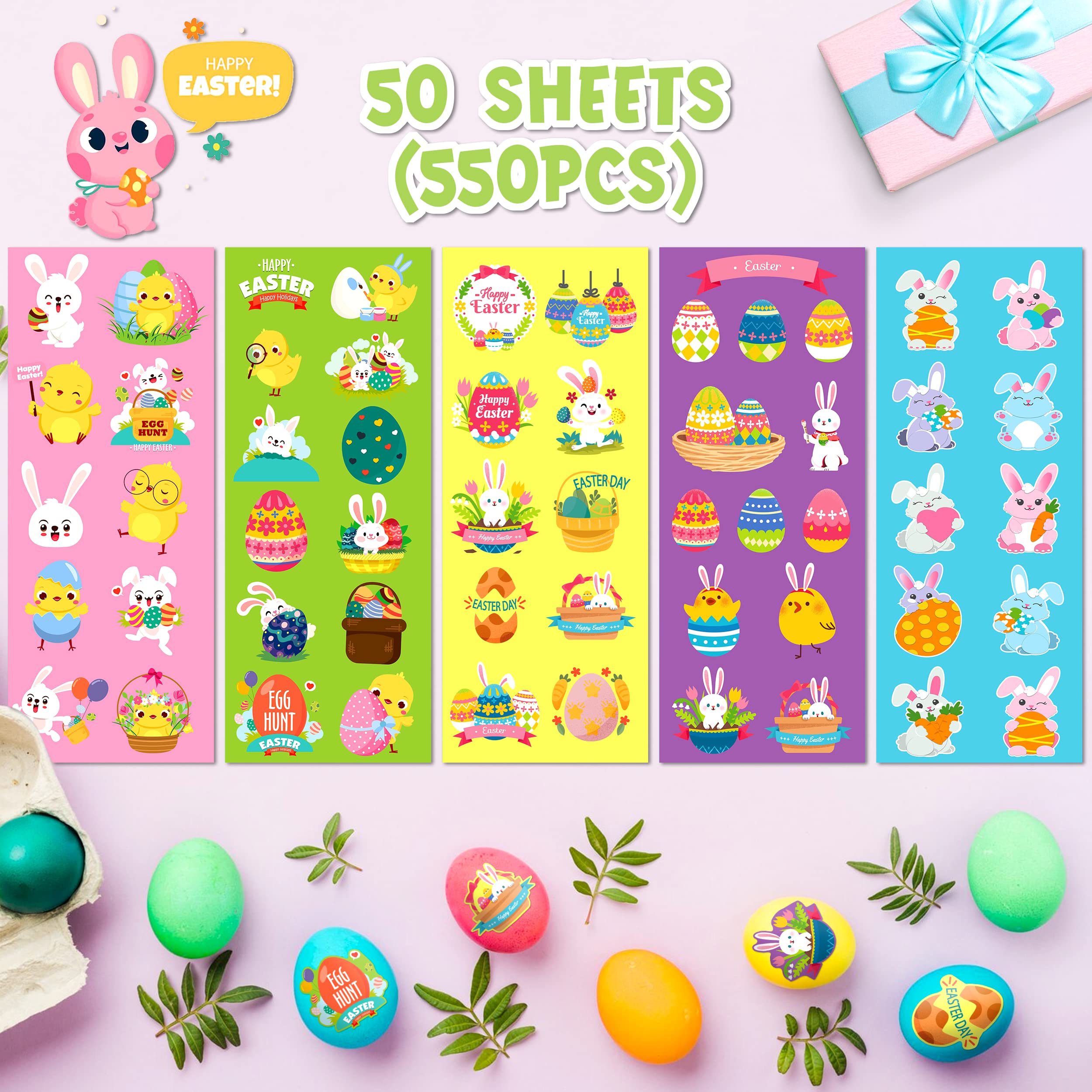 LINAYE Easter stickers durable and non-toxic, safe for kids to peel and apply.