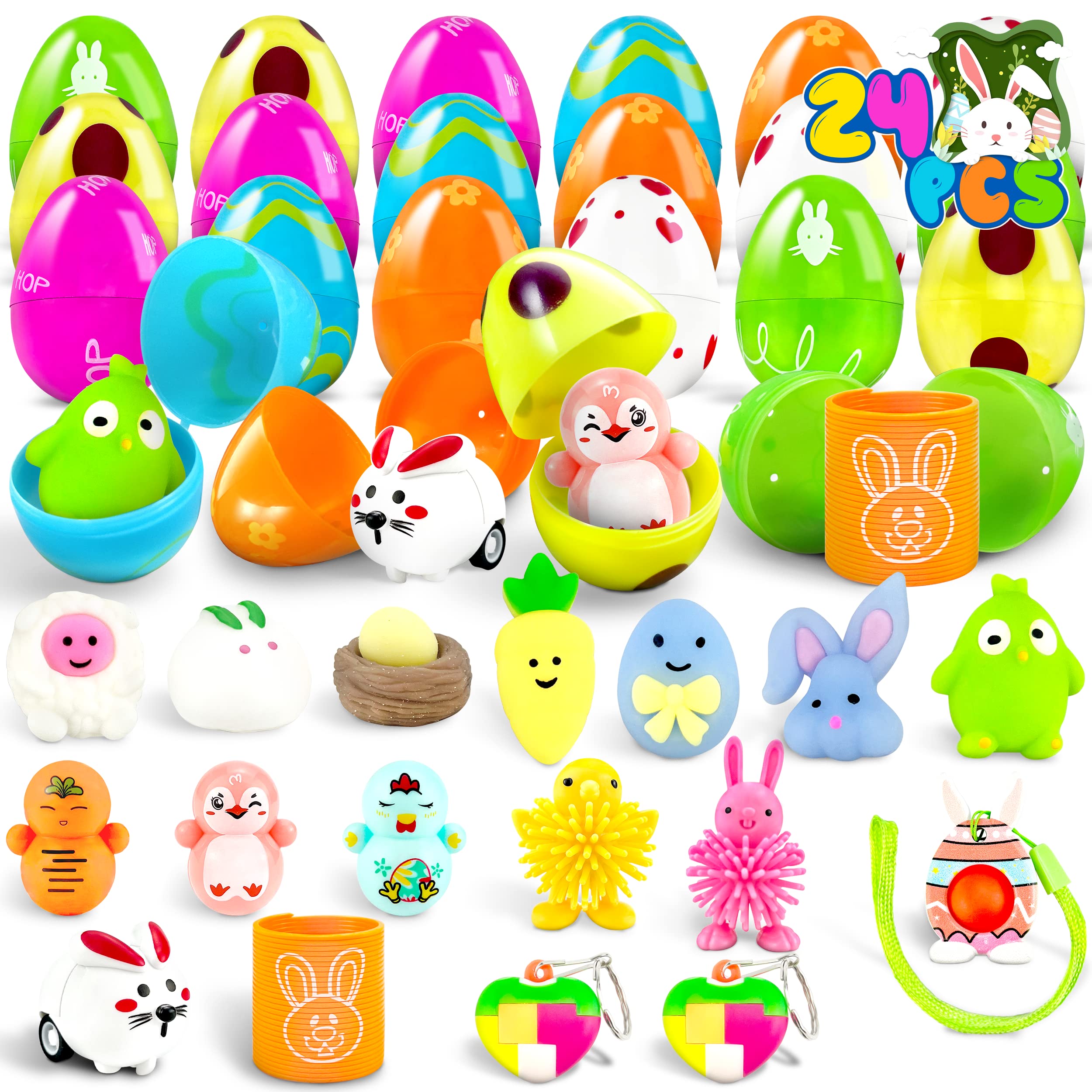 LINAYE prefilled Easter egg with pull-back car for interactive egg hunt.