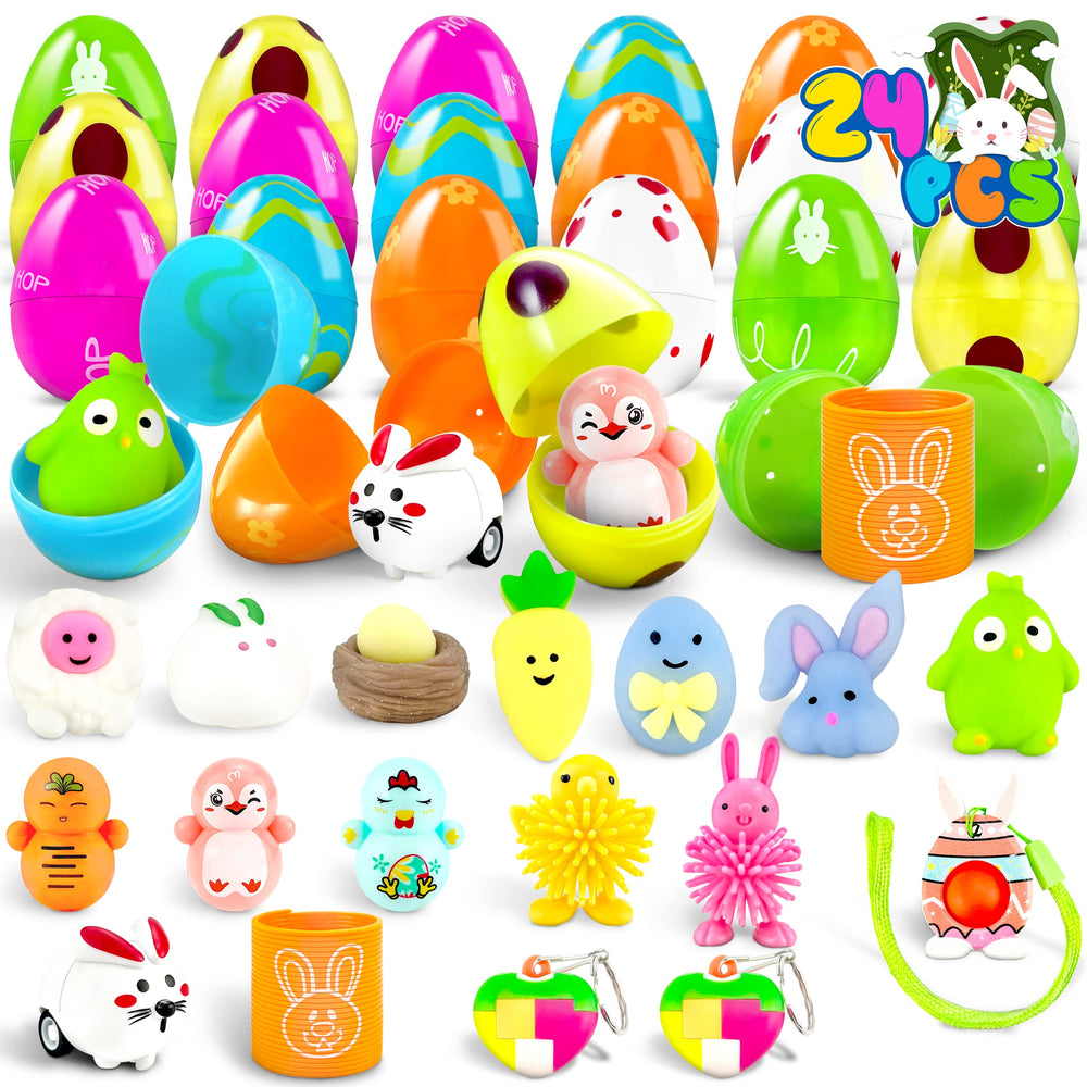 LINAYE prefilled Easter egg with pull-back car for interactive egg hunt.