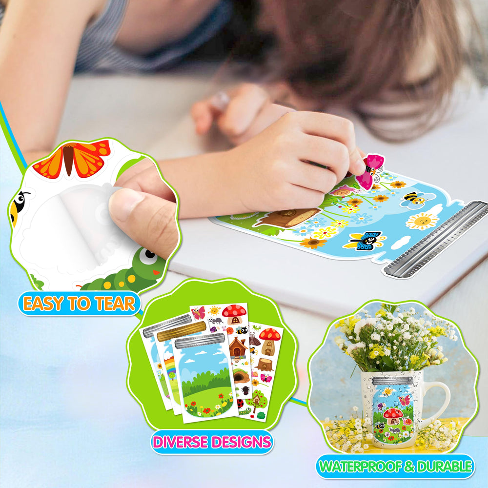 LINAYE waterproof sticker sheets for jars, vases, and water bottles