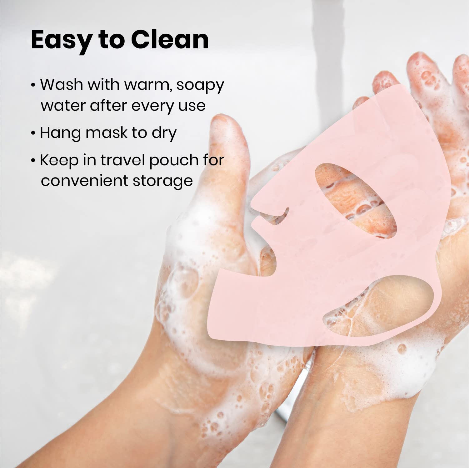 Lindo Silimask close-up highlights smooth, odorless silicone material.