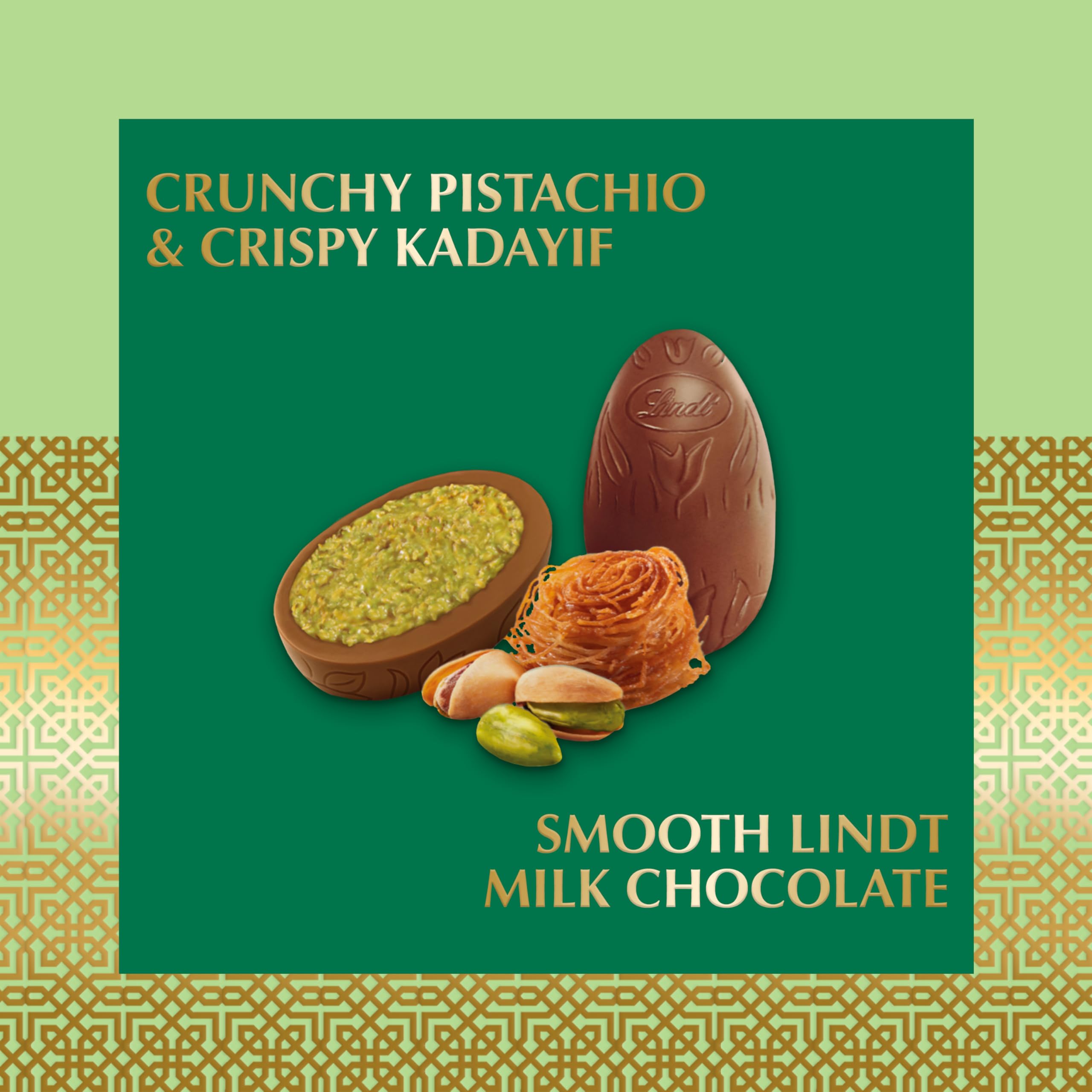 Lindt Dubai Style milk chocolate Easter egg with kadayif threads for added crunch.