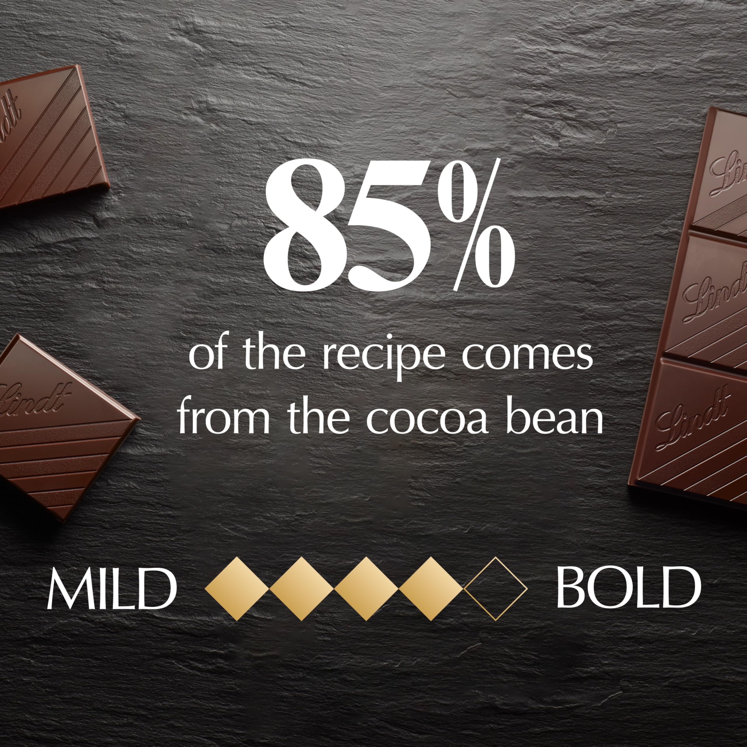 Lindt EXCELLENCE 85% bar beside cabernet, suggesting refined pairing.