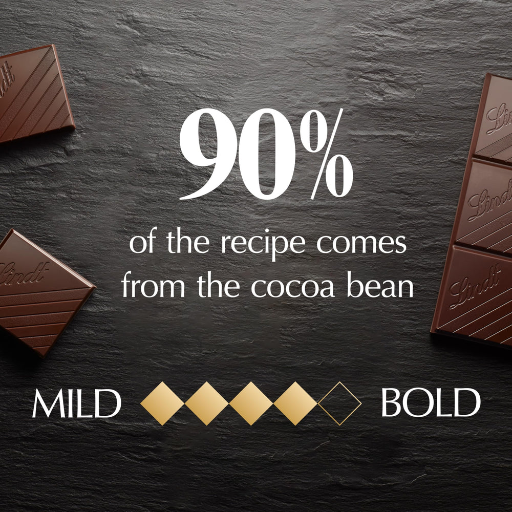 Lindt Excellence 90% bar with cabernet pairing in mind; ideal for wine-friendly tasting.