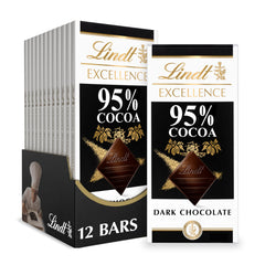 Lindt EXCELLENCE 95% cacao 12-pack displayed for sharing