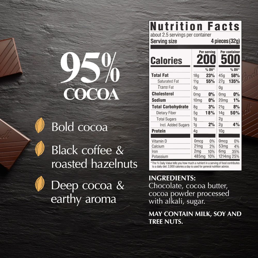 Lindt EXCELLENCE 95% bar showing robust cocoa notes