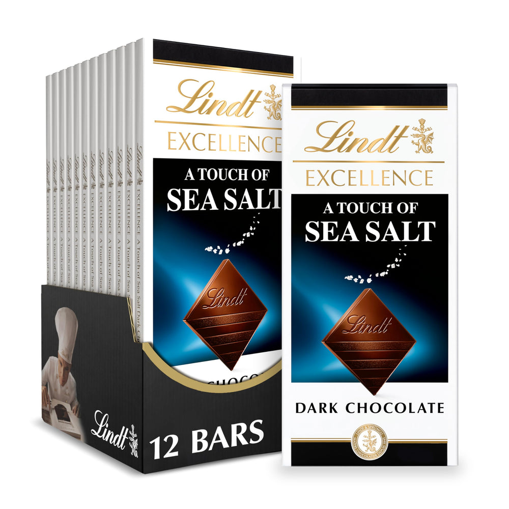 Lindt EXCELLENCE Sea Salt packaging showcases premium gifting appeal.