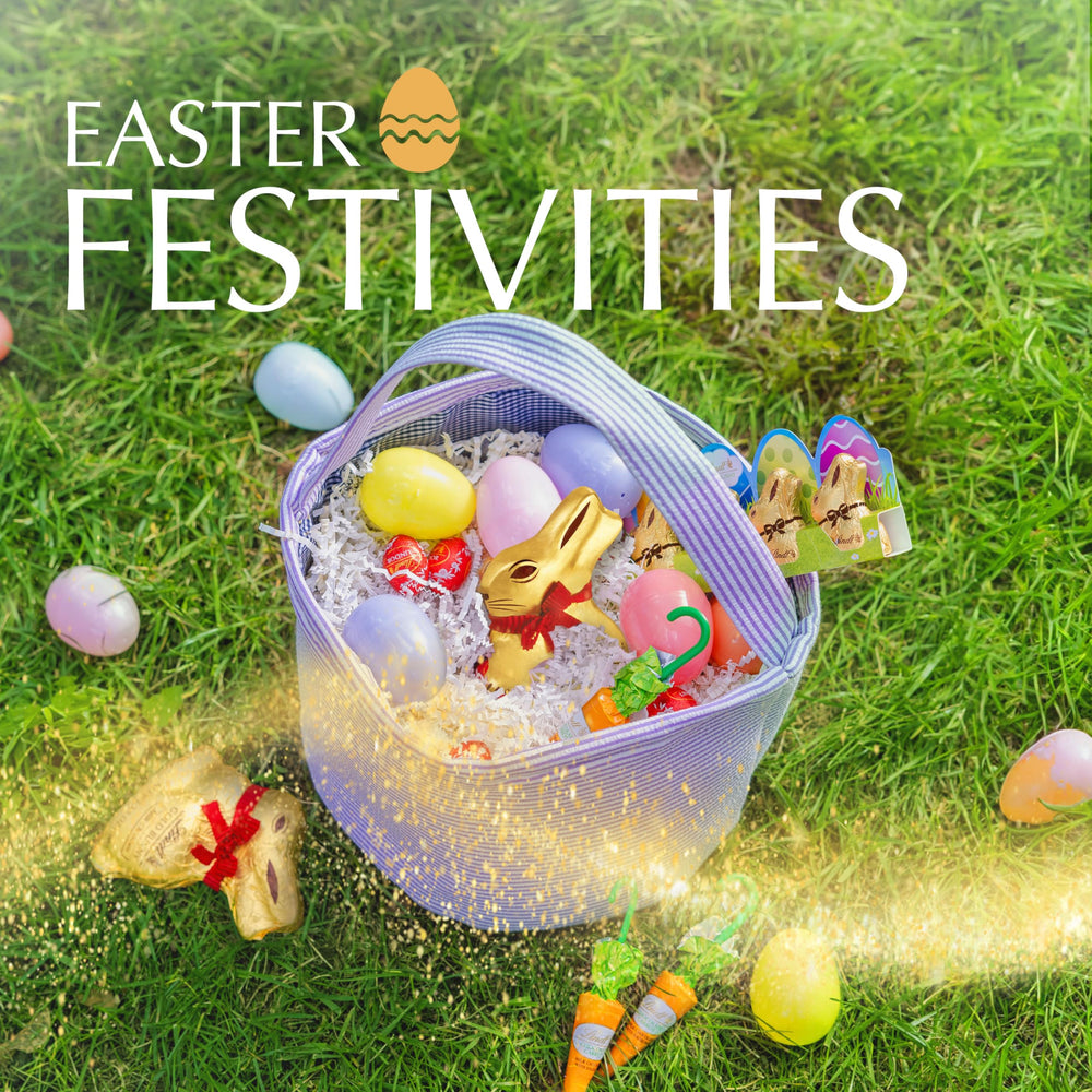 Lindt GOLD BUNNY in Easter basket ready to fill the basket