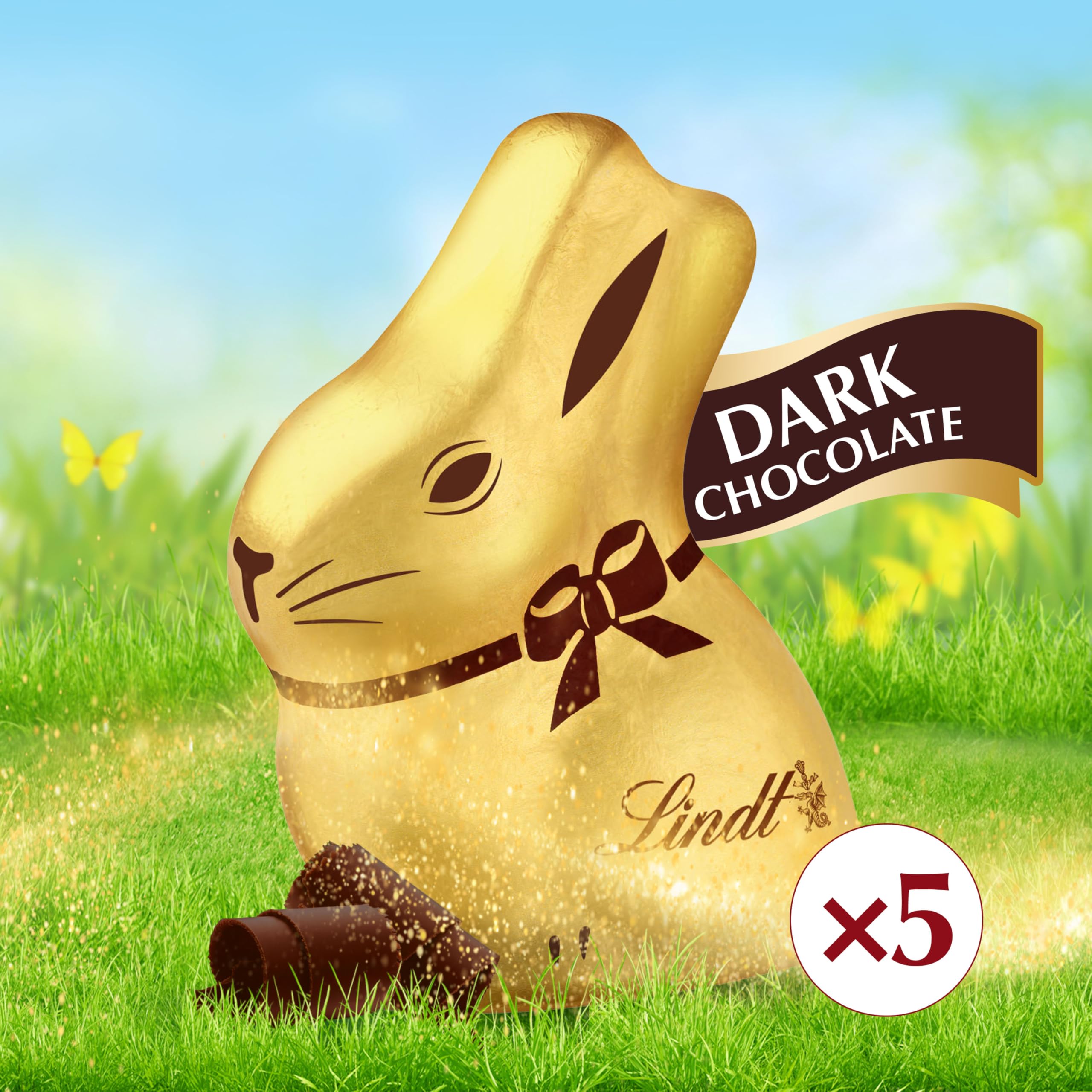 Lindt GOLD BUNNY wrapped in gold foil with brown ribbon for gifting