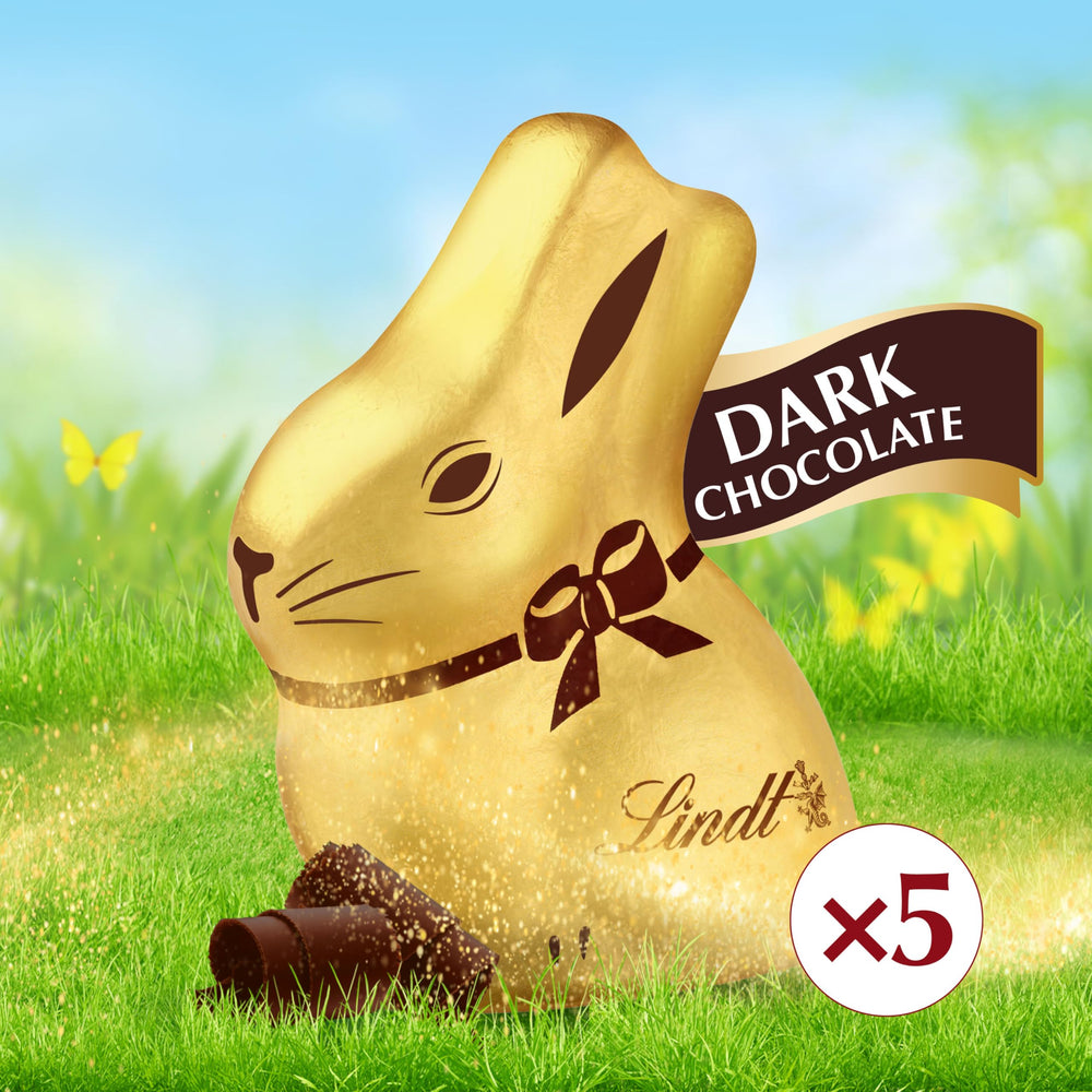 Lindt GOLD BUNNY wrapped in gold foil with brown ribbon for gifting