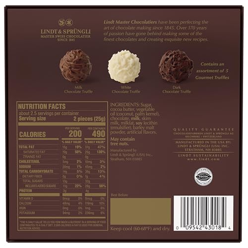 Lindt Gourmet Truffles dark chocolate truffle close-up, rich flavor notes