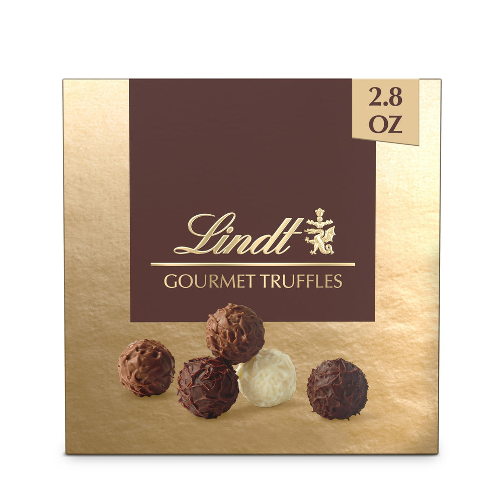 Lindt Gourmet Truffles Gift Box front view, ideal for gifting
