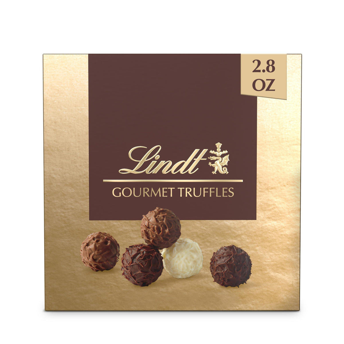 Lindt Gourmet Truffles Gift Box front view, ideal for gifting